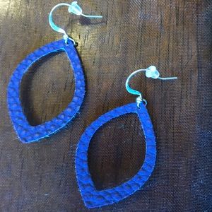 Blue leather earring
